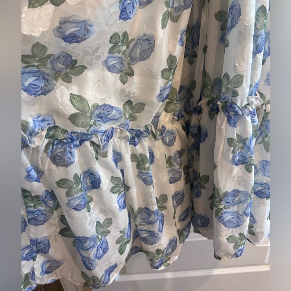 White Blue Floral Dress - NWOT - size large - Picture 4 of 5